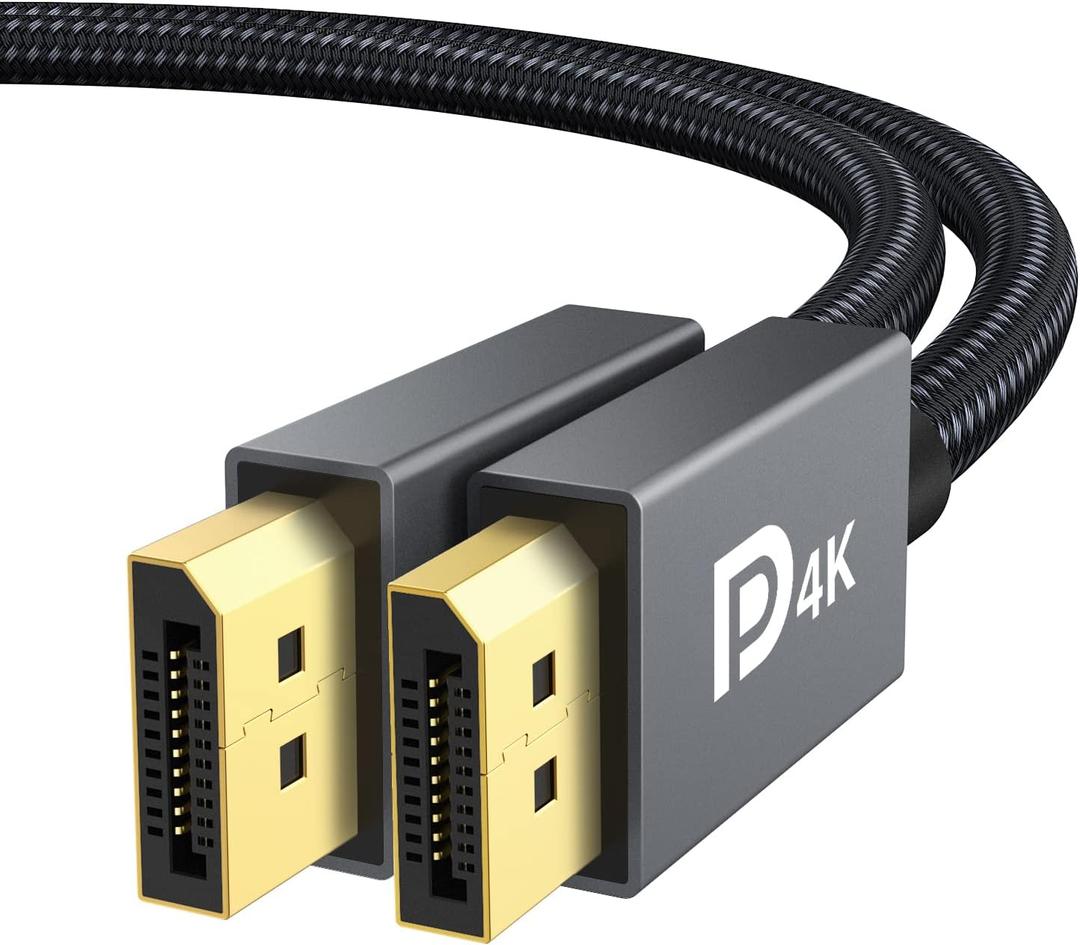 IVANKY 6.6ft DisplayPort 1.2 Cable 2-Pack, Nylon Braided DP to DP, Supports 2K@165Hz and 4K@60Hz, Compatible with PC, Laptop, TV - Grey
