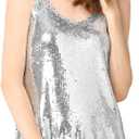 Allegra K Women's Glitter Sequin Dress Spaghetti Strap V Neck Party Cocktail Sparkly Mini Dress Clubwear (Medium)