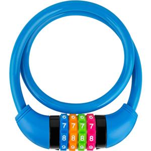 Büchel Bike Locks Cable for Kids - Colorful & Keyless - Secure Your Child's Bike - Easy-to-Use Bicycle Accessory, High Security 5 Digit Resettable Combination Coiling Bicycle Lock, Anti Theft Blue 65 Cm
