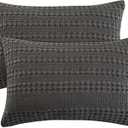 PHF 100% Cotton Waffle Pillow Shams Standard Size, 2 Pack 20" x 26" Soft Skin-Friendly Pillowcases, No Filling, Aesthetic Woven and Breathable Waffle Weave Pillow Case Covers for Bed, Charcoal Grey