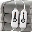 Electric Heated Blanket 84"x90" Queen Size, Dual-Sided Microplush Sherpa for Bedroom Couch Use, 4 Heat Settings & 10 Hours Auto Off Energy Saving, Dual Controller, Machine Washable - Light Gray