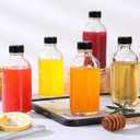 6 Pack, 4 oz Small Clear Glass Bottles with Lids & 2 Stainless Steel Funnels - 120ml Boston Sample Bottle for Potion, Juice, Wellness, Ginger Shots, Whiskey, Liquids - Mini Travel Essential Bottles