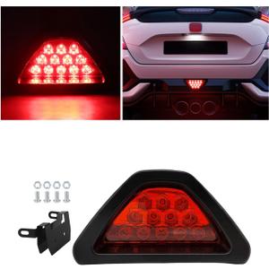 Car F1 Style Brake Light, DRL Fog Rear Tail Third Brake Light, Waterproof Triangle Warning Flash Lamp with 12 LED, Universal Car Accessories for Motorcycles Trucks Safety Stop (Red)