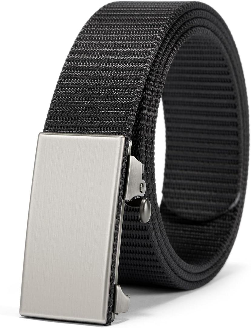 BOSTANTEN Ratchet Web Belt Men, Nylon Golf Adjustable Work Belt for Men with Casual Pants