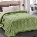 Whale Flotilla Flannel Fleece Queen Size Blanket for Bed, Soft Fluffy Velvet Bedspread Coverlet with Decorative Vintage Pattern for All Season, Warm and Lightweight, 90x90 Inch, Olive Green