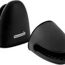 Restaurantware Comfy Grip 4.3 x 3.5 x 4.2 Inch Mini Oven Mitt Pot Holders 1 Food-Grade Finger Mitt Set - 2-Piece Set Oven-Ready Up To 446F Black Silicone Pinch Mitts Ribbed Texture Dishwashable