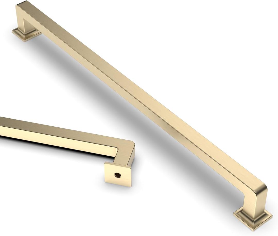 Asidrama 10 Pack 10 Inch(256mm) Brushed Brass Cabinet Pulls Cabinet Handles Cupboard Handles Kitchen Cabinet Hardware for Cupboard Drawer Pulls