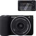 Rieibi Silicone Protective Case Compatible with Sony ZV-E10 II Camera case with 2PCS Screen Protector, Lightweight Camera Case Enhanced Grip Sensation for Sony ZV-E10 II case (Black)