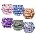 6 Packs Waterproof Plastic Pants for Toddlers Potty Training Pants & Good Elastic and Breathable Diaper Cover for Girl 3t