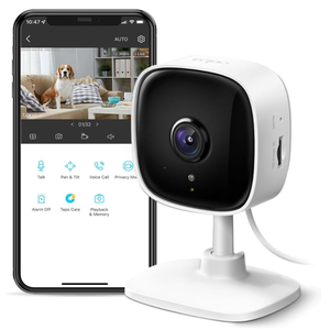 TPLink Tapo 1080P Indoor Security Camera for Baby Monitor, Dog Camera w/Motion Detection, 2Way Audio Siren, Night Vision, Cloud & SD Card Storage, Works w/Alexa & Google Home (Tapo C100)