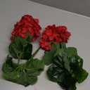 2PCS 18'' Artificial Geraniums Silk Flowers Plants Home Outdoor Decor Garden Ruby Red