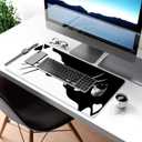 Cute Black and White Cats Desk Mat,Large Gaming Mouse Pad,Non-Slip Rubber Base Mousepad with Stitched Edges,Waterproof Mouse Mat Desk Pad for Work, Game, Office (31.5x15.7 in)
