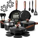 CAROTE 21pcs Ceramic Cookware Set, Pots and Pans Set, 21 Piece