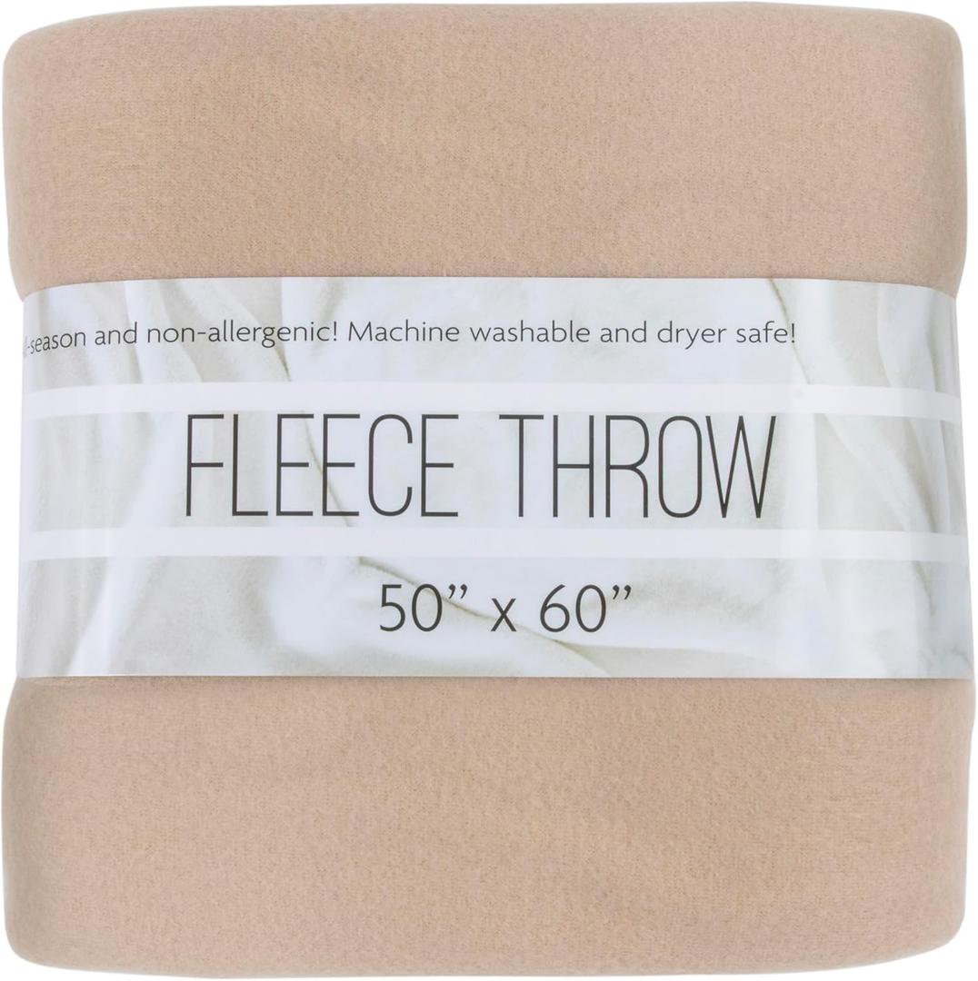 50x60 Throw Blankets, Ultra Soft Hypoallergenic Fleece Fall Throw Blanket for Livingroom, Couch, Chair, Bed, Beige Khaki