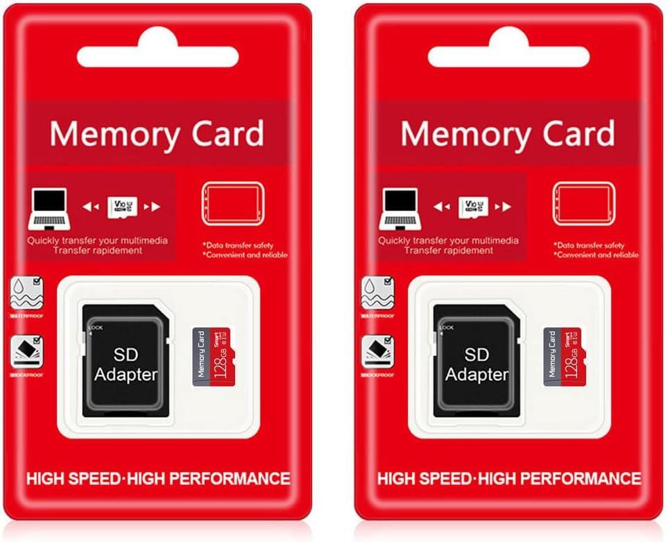 2 Pack 128GB TF Card with SD Adapter, Ultra High Speed SD Card TF Memory Card