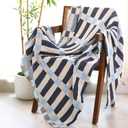 Folkulture Throw Blanket for Couch 50" x 60", 100% Recycled Cotton Couch Blanket and Throws for Chair, Boho Throws Blankets for Bed or Bed Throws for Sofa, Lightweight Throws (Winter Blue)