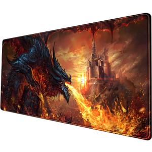 Japanese Desk Mat Dragon Castle Desk Pad Game Aesthetic Mouse Pad Large Gaming Mousepad Extended Keyboard Pad 31.5 x 11.8 in Laptop Computer Mouse Keyboard Mouse Pads for Desk Decor Mat.