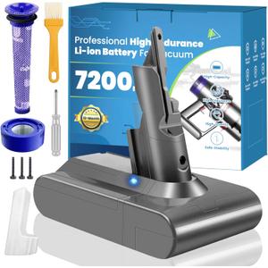 Upgraded 7200mAh Replacement Battery for Dyson V7, 25.2V Battery Compatible for Dyson SV11 V7 Animal/Absolute/V7 Trigger/V7 Allergy/Motorhead/Vacuum Cleaner with 2 Filters and 3 Screws Included