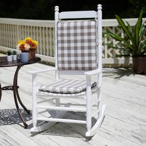 Klear Vu Porch Rocking Chair Cushion Set for Indoor and Outdoor Use, Assembled in The USA, Easy to Clean Stylish Seat and Back Pads with Fabric Ties, 20" x 17" x 2", Check Taupe