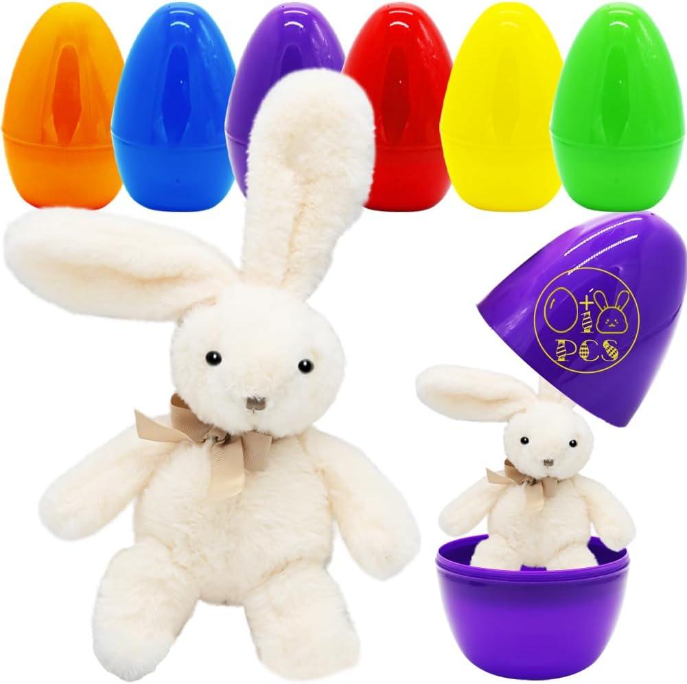 CAMIRUS Easter Eggs Bunny Stuffed Animal Plush Toys, 8in Large Surprise Random An Eggs Filled with 13.5in Easter Bunny Rabbit Gifts for Kids Boys Girls Easter Eggs Party Favor, Basket Stuffers Filler
