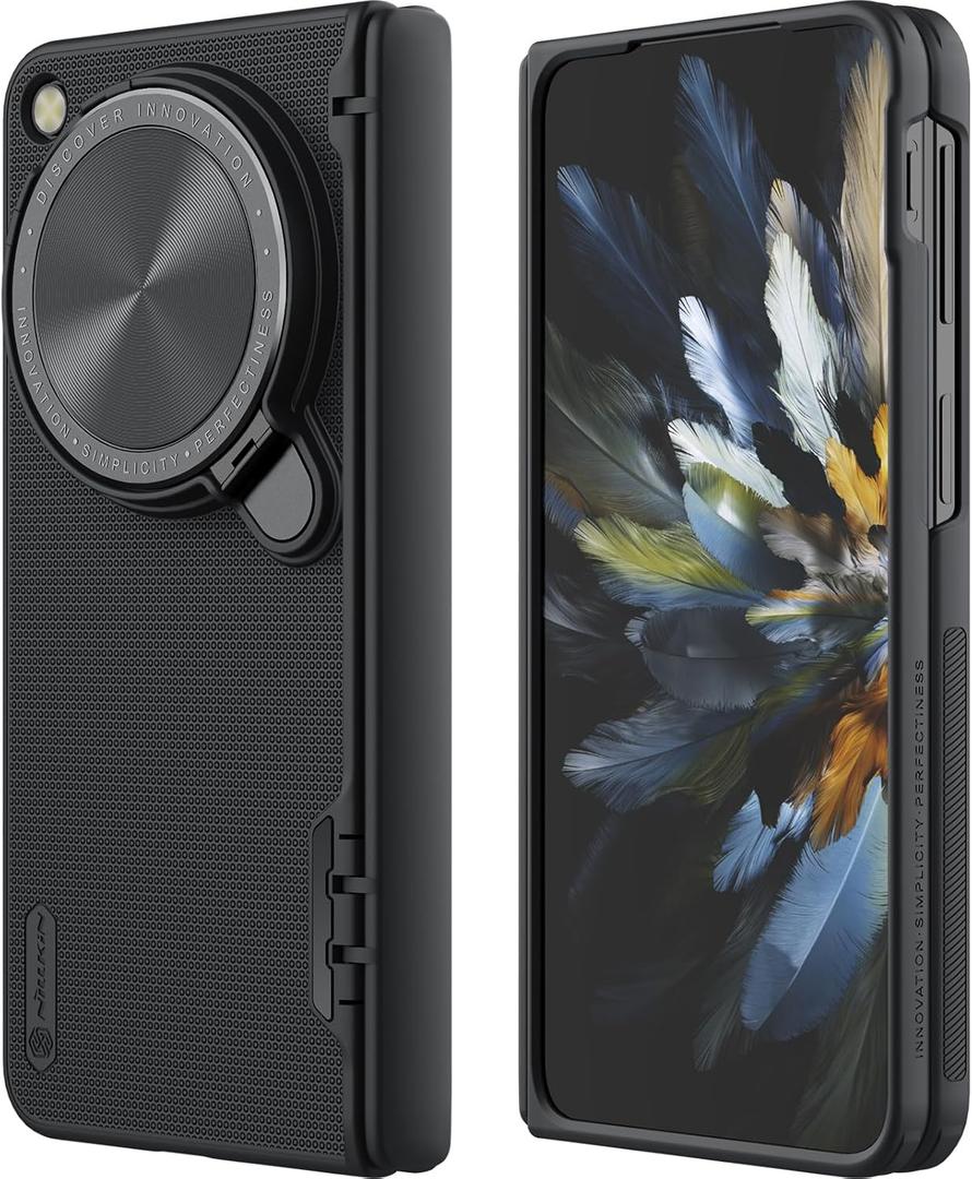 Nillkin for OnePlus Open Case with Camera Cover, [Hinge Protection][Metal Camera Kickstand] Slim Protective Shockproof Bumper Hard Cover Case for Oppo Find N3 Fold Phone Case Black