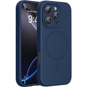 Miracase Magnetic for iPhone 16 Pro Max Case, [Soft Anti-Scratch Microfiber Lining], Compatible with MagSafe, Liquid Silicone Case Shockproof Drop Protection Phone Case for 16 ProMax,Dark Blue