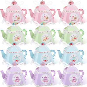 Seajan 48 Pcs Tea Party Treat Gift Boxes Teapot Favor Boxes for Birthday Wedding Bridal Baby Shower Tea Party, 4 Styles (Cute)