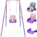 Toddler Swing with Soft Cushion, Foldable Indoor & Outdoor Baby Swing, Pink