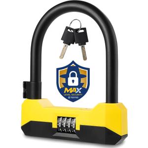 Sigtuna Bike U Lock Combination, Combination Heavy Duty Anti Theft, Bike Lock with 18mm Shackle, Bicycle Lock with Sturdy Mounting Bracket for Bicycle, E-Bike, Scooter, Outdoor Equipment