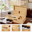 Bamboo decorative box with a removable tray and divided wooden decorative storage box, including jars, brushes, and tubesodour-resistant home organisation and storage container