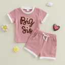 Toddler Baby Girl Clothes Floral Infant Summer Shirt Shorts Set Cute Big Sister Little Sister Matching Outfits (2-3T)