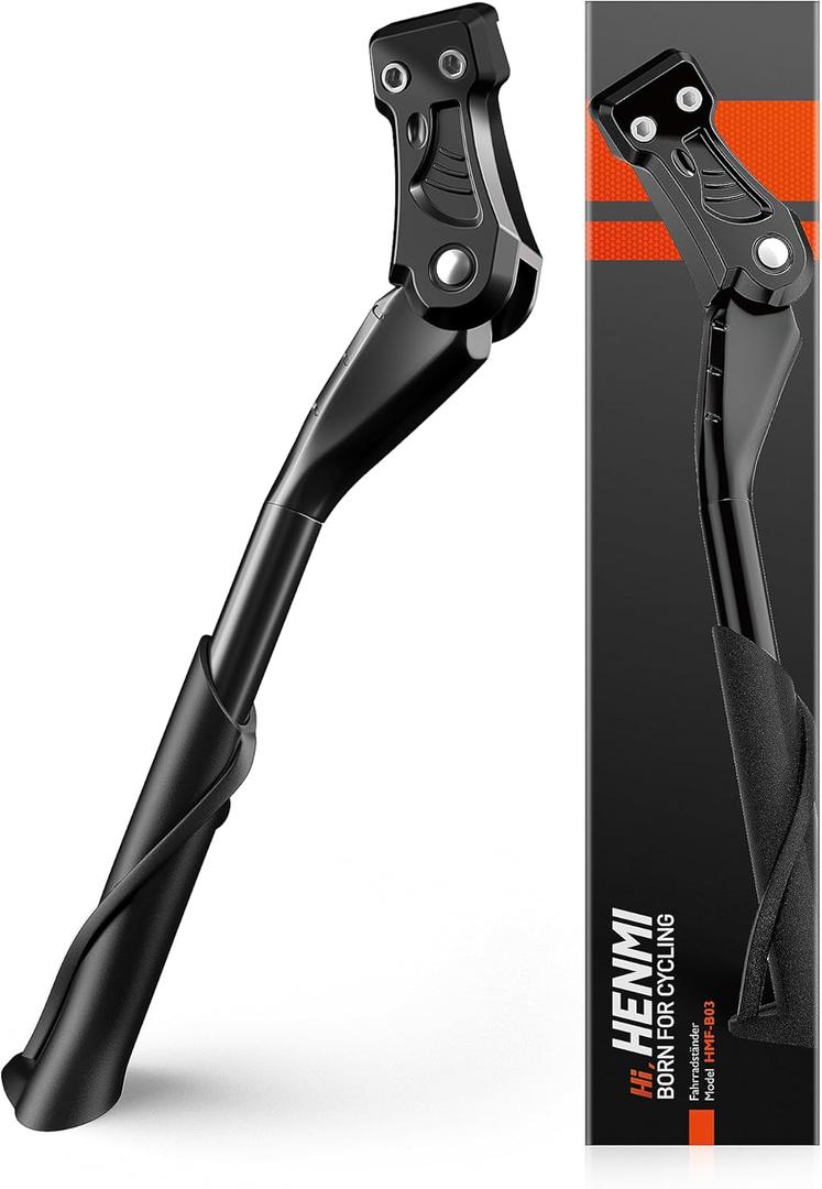 HENMI Bike Kickstand for 24-29 Inch Bicycle, 0.7 inch (18mm) 2 Holes, Non-Slip Base Adult Bicycle Kickstand for Mountain Bike,