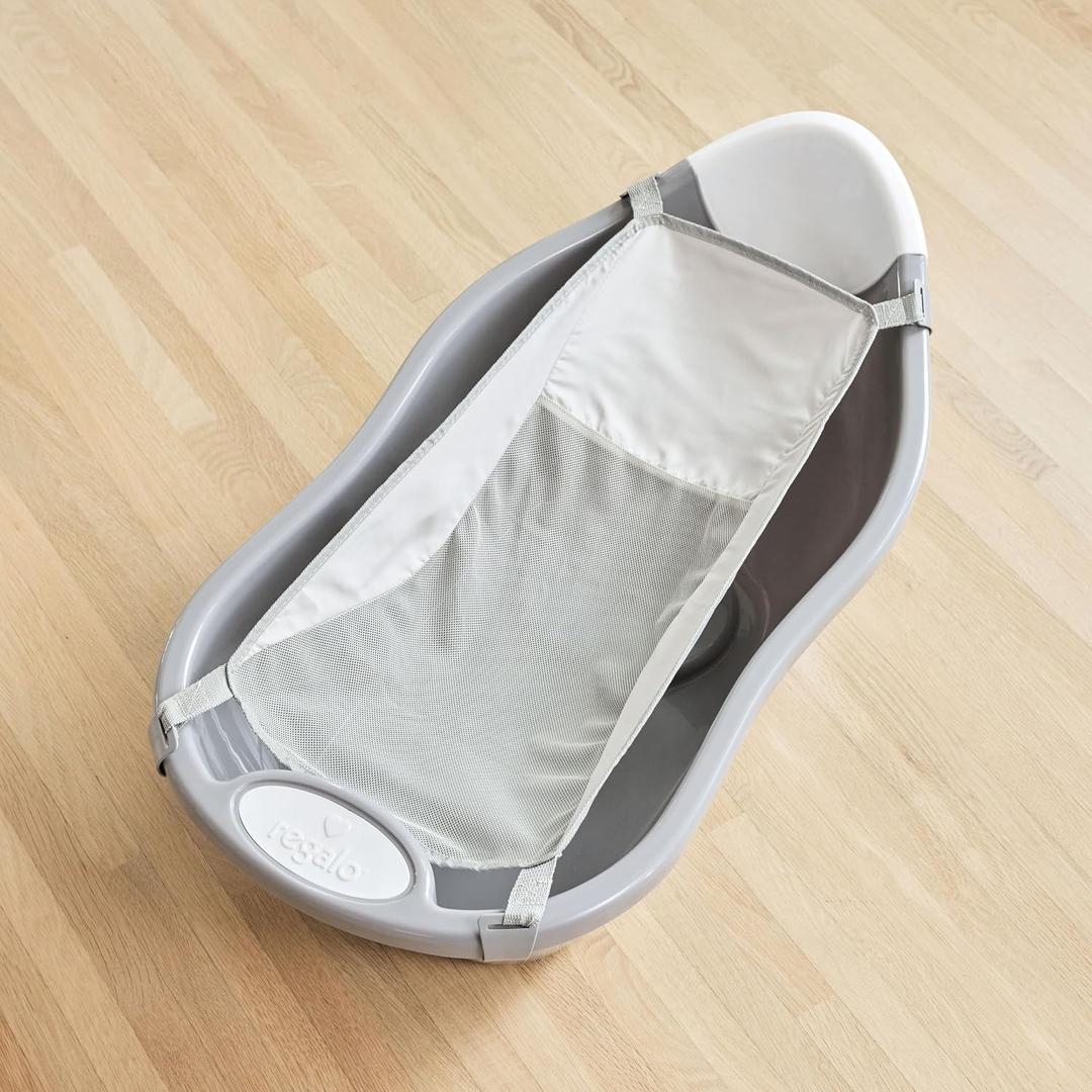 Regalo Baby Basics Infant Bath Tub with Air Mesh Sling, Adjustable Baby Bathtub for Newborn to Toddler, Baby Bath Seat Support, Easy Clean with Drying Hook