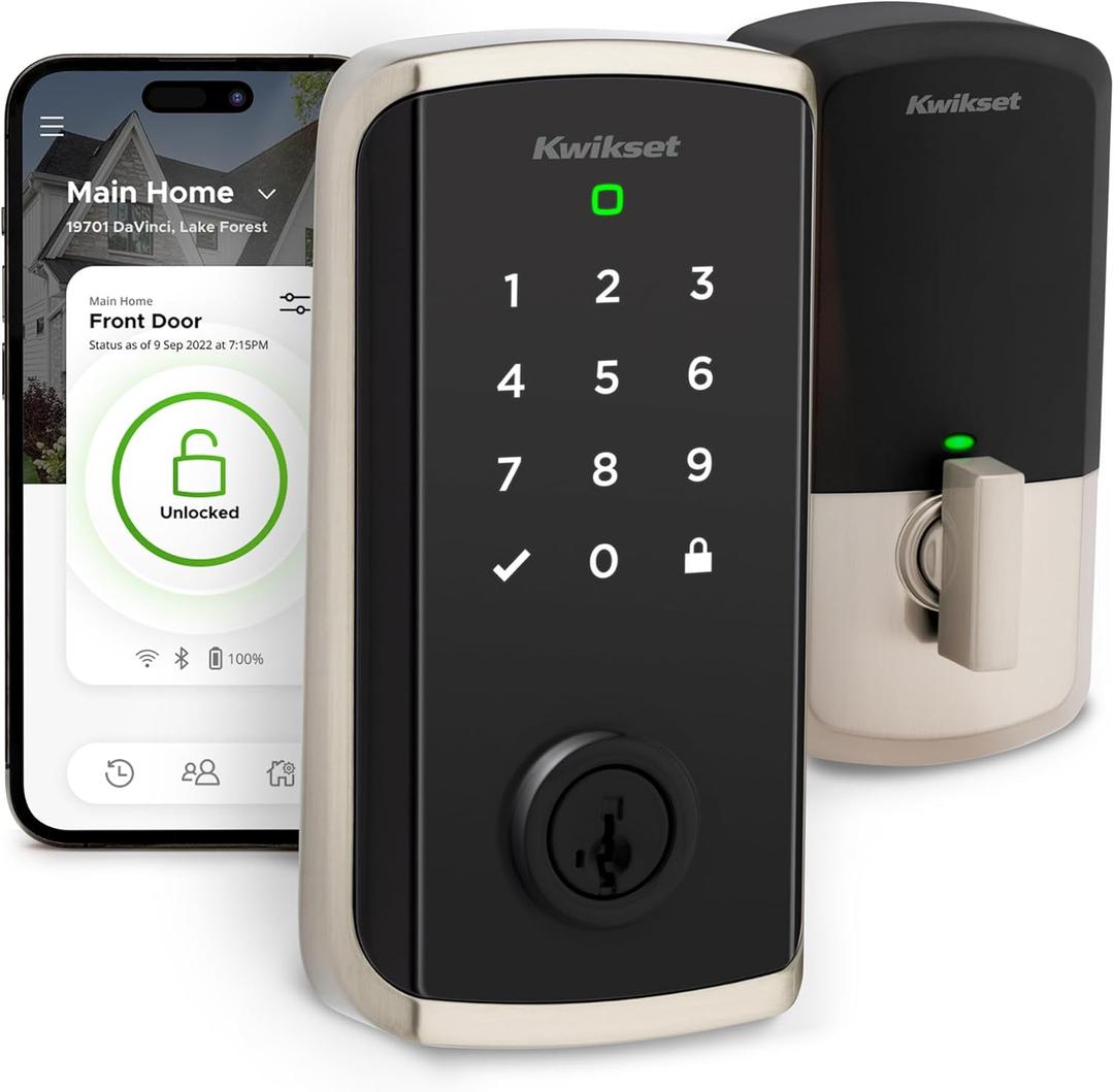 Kwikset Halo Select Smart Lock Keyless Entry Door Lock Wi-Fi and Matter Enabled Deadbolt No Hub Needed, Geofence Auto-Unlock, Grade AAA Certified, Easy Install, Satin Nickel 