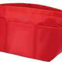 Handbag Purse Tote Pocketbook Organizer Insert Zipper Closure 11 Pockets Red