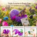 Easter Egg Fillers & Basket Stuffers - Prefilled Easter Eggs, 12 Pcs Dinosaur Toys & Real Gemstones, Scientific Gifts with Story Cards for Kids, Easter Toys Party Favor foe Egg Hunt