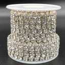 1 Roll 5 Yards Large Crystal Rhinestones Close Chain, 5mm Rhinestone Chain, SS24, Sew on Crystal Rhinstone Chain Trim, Crystal Claw Cup Chain Roll (Silver Base + Crystal Clear, SS24 / 5.0mm)