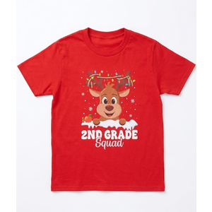 2nd Grade Teacher Christmas Second Grade Squad Reindeer Xmas T-Shirt for Men Women Kids M Youth