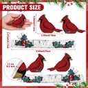 Pinkunn 6 Pcs Christmas Cardinal Tabletop Decorations Set Winter Tiered Tray Decor Cardinal Bird Red Wooden Signs Tabletop Rustic Farmhouse Decor for Home Table Shelf