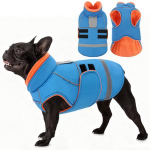 SUNFURA Dog Coats for Medium Dogs, Dog Winter Coat with Fleece Lining for Cold Weather, Warm Dogs Puffer Jacket Reflective Snowsuit with Leash Hole for Jack Russel, Boston Terrier, Turquoise M