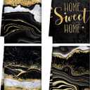 Geyoga 4 Pcs Christmas Marble Kitchen Towels Black and Gold Hand Dish Towels Absorbent Marble Tea Washcloths for Christmas Xmas Winter Bathroom Decor Kitchen Accessories Gifts