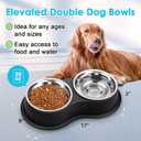 Epetslove Dog Bowls Large Double Dog Water and Food Bowls Stainless Steel Bowls with Non-Slip Resin Station, Pet Feeder Bowls Food Dish for Small Medium Large Dogs Cats