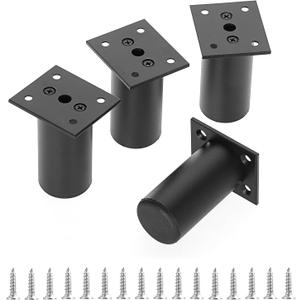 Sumnacon 4PCS Aluminium Alloy Furniture Legs - Round Adjustable Sofa Legs Furniture Cabinet Legs,3 Inch Funiture Feet for Cabinet Desk Table Chair Sofa Bed,Black