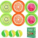 Toss and Catch Ball Game Set - Fruit Design Catch Game for Kids Adults Beach Yard Lawn Outdoor Indoor 6 Sticky Paddles 3 Balls and 1 Storage Bag (Multicolored)