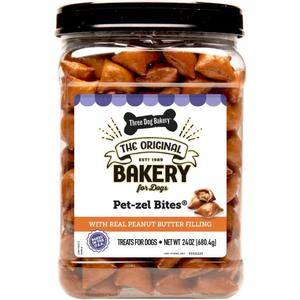 Three Dog Bakery Pet-Zel Bites, Pretzel Cookies for Dogs, Wholesome Puppy Training Treats, Baked Biscuits, Delicious Treats