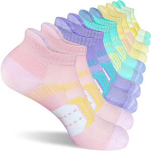 suaskk Womens Athletic Cushioned Anti-Blister Comfort Running Ankle Socks 5 Pairs (L)