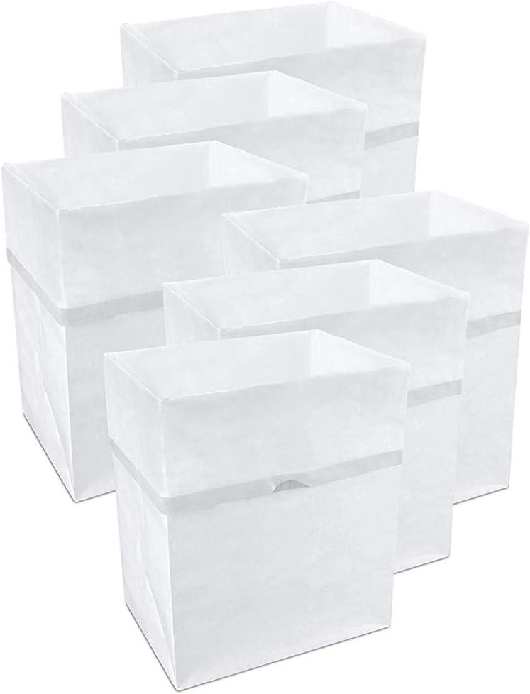 13 Gallon Disposable Trash Cans (6-Pack) with Fitted Trash Bags - Reusable Garbage and Recycling Bins for Parties, Events, and More (White - 17" Height x 13.5" Width x 10" Depth)