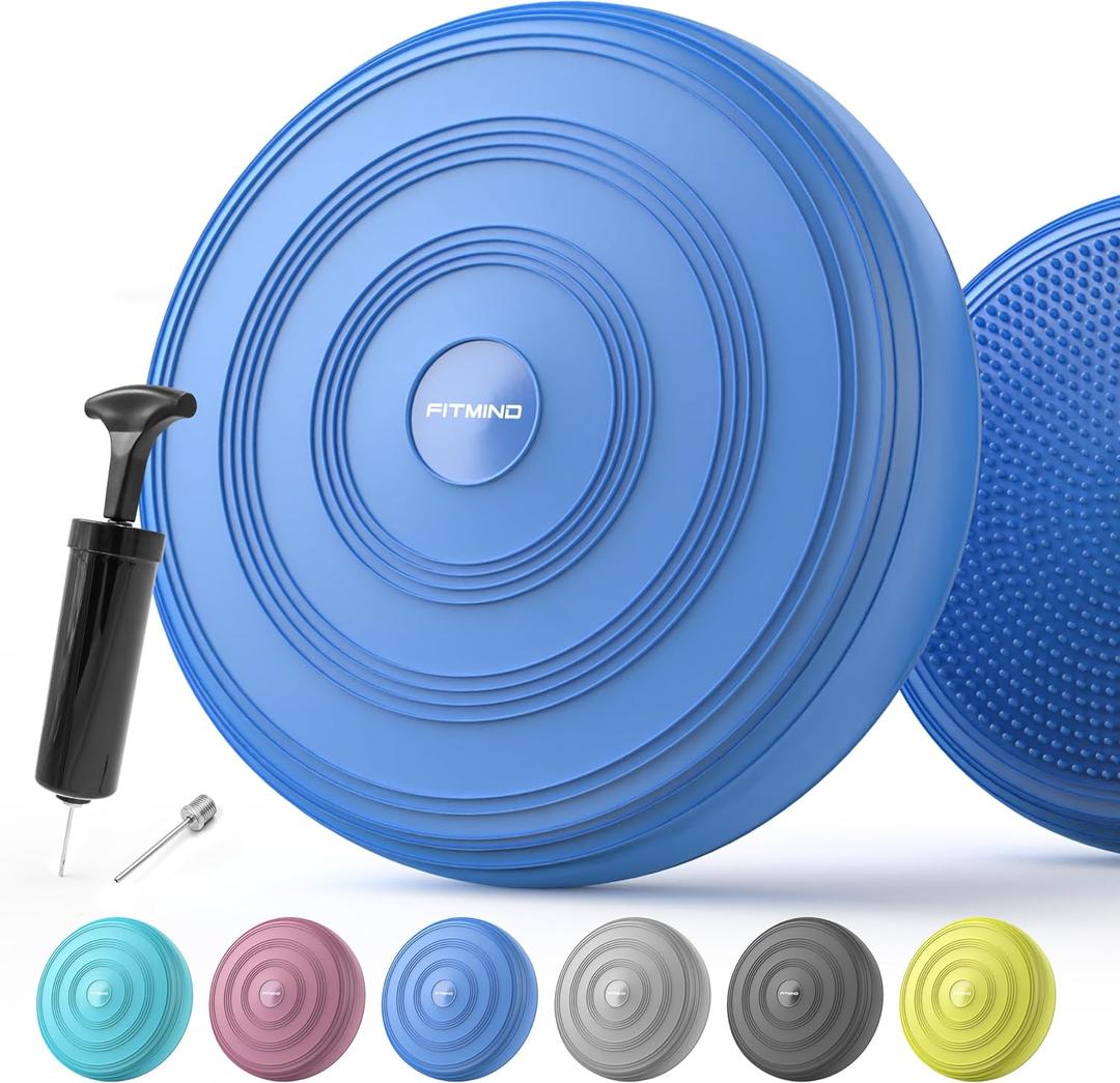 Inflated Wobble Cushion,Circular Non-slip Texture for Comfortable Sitting,Extra Thick Dyna Disc with Pump for Core Strength,Wiggle Seat to Improve Posture,Fitness,660lb Load Capacity (Blue)