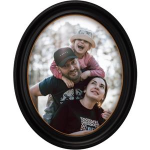 Decorative Oval Picture Frame, Black with Gold Trim, 8x10 inches, Glass Front