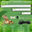 QZQ T5 UVB Reptile Light Fixture Combo Kit 24W, 10.0 UVB Light for Reptiles, Terrarium Hood Comes with Desert Reptile Lamp for Bearded Dragon, Gecko, Tortoise, Lizard